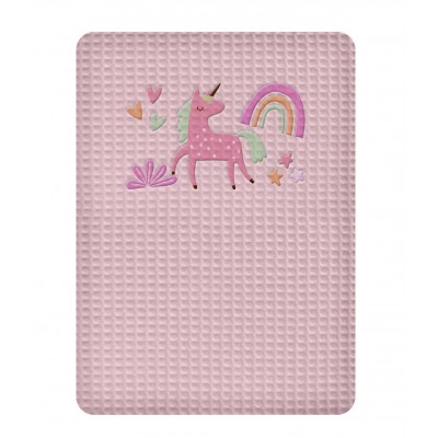 Παιδική Κουβέρτα Πικέ 110X140 Unicorn Pink