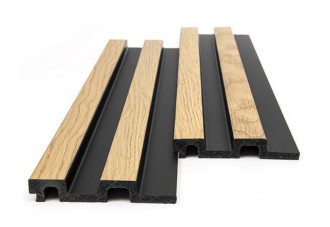 PS Panel with 3D Laths F4 Residence 21/122 mm Nat.Oak/Black