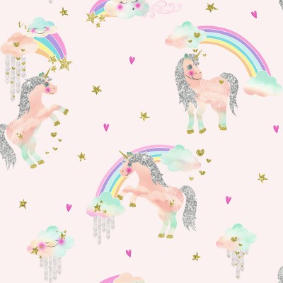 Ταπετσαρία τοίχου Imagine Fun Rainbow Unicorn Pink 696108 