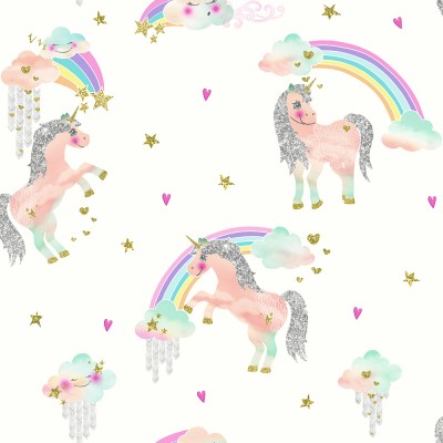 Ταπετσαρία τοίχου Imagine Fun Rainbow Unicorn White 696109 