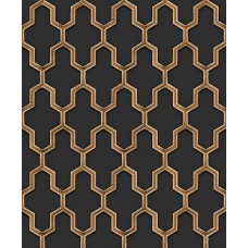 Ταπετσαρία τοίχου Wall Fabric Geometric Black-Gold WF121025 53Χ1005