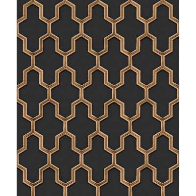 Ταπετσαρία τοίχου Wall Fabric Geometric Black-Gold WF121025 53Χ1005