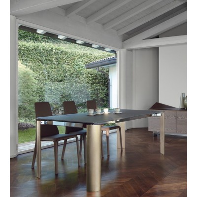 Τραπέζι Arthur Mat satined painted glass top and extensions 163-213-263x101x77