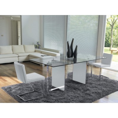 Τραπέζι Chromed Free Matt satined painted extralight glass 180x90x76