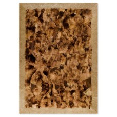 Fur Handmade Carpet Toscana Beige-Brown with Leather Border