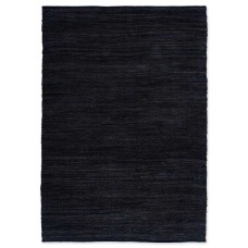 Handmade Leather Kelim Carpet Black