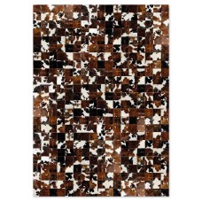 Skin 10 Natural Brown-White Handmade Leather Carpet