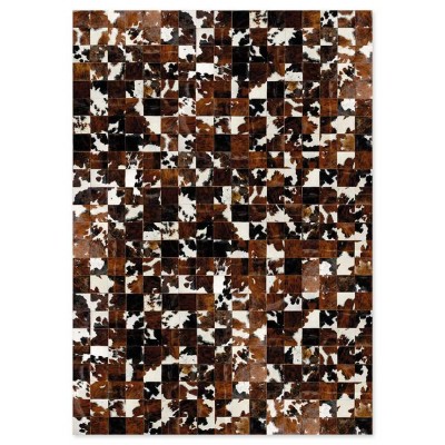 Skin 10 Natural Brown-White Handmade Leather Carpet