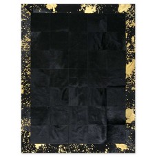 Skin Acid Metallic 30 Black-Gold Handmade Leather Carpet