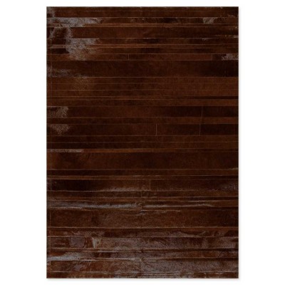 Δερμάτινο Χειροποίητο Χαλί Skin Stripes Dark Brown