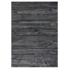 Skin Stripes Dark Grey Handmade Leather Carpet