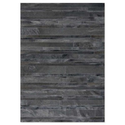 Δερμάτινο Χειροποίητο Χαλί Skin Stripes Dark Grey