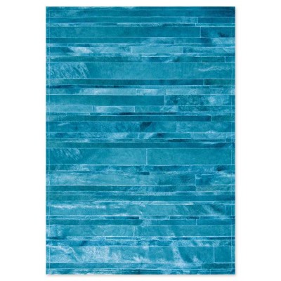 Δερμάτινο Χειροποίητο Χαλί Skin Stripes Turquoise - Επιθυμητής Διάστασης