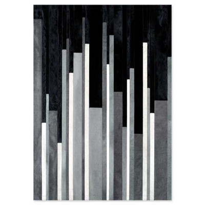 Δερμάτινο Χειροποίητο Χαλί Skin Stripes City Black-Grey-White - Επιθυμητή Διάσταση