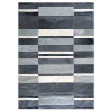 Δερμάτινο Χειροποίητο Χαλί Skin Stripes 2014 Dark Grey-Light Grey-White