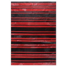 Skin Stripes Black-Red Handmade Leather Carpet