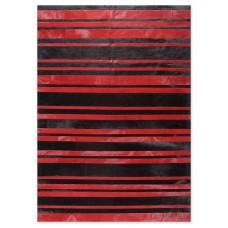 Δερμάτινο Χειροποίητο Χαλί Skin Stripes Black-Red