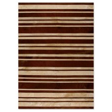 Skin Stripes Brown-Beige Handmade Leather Carpet