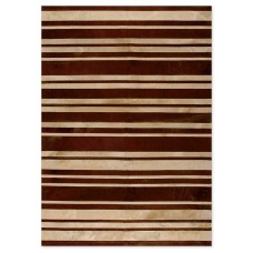 Δερμάτινο Χειροποίητο Χαλί Skin Stripes Brown-Beige