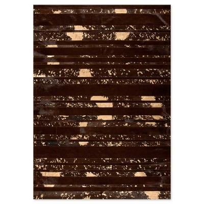 Δερμάτινο Χειροποίητο Χαλί Skin Stripes Acid Brown-Bronze - Επιθυμητής Διάστασης