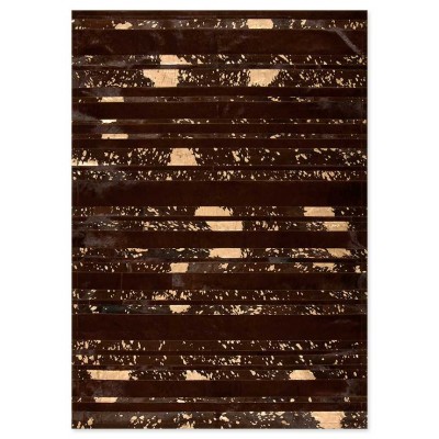 Δερμάτινο Χειροποίητο Χαλί Skin Stripes Acid Brown-Bronze