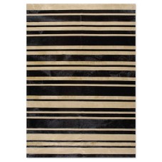 Δερμάτινο Χειροποίητο Χαλί Skin Stripes Black-Beige