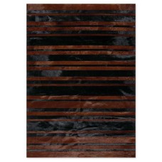 Skin Stripes Black-Brown Handmade Leather Carpet
