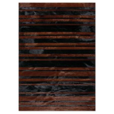 Δερμάτινο Χειροποίητο Χαλί Skin Stripes Black-Brown