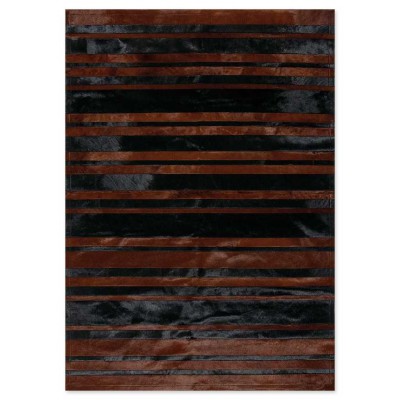 Δερμάτινο Χειροποίητο Χαλί Skin Stripes Black-Brown - Επιθυμητής Διάστασης