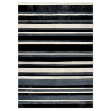 Δερμάτινο Χειροποίητο Χαλί Skin Stripes Black-Grey-White