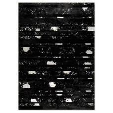 Skin Stripes Acid Black-Silver Handmade Leather Carpet