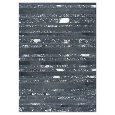 Skin Stripes Acid Dark Grey-Silver Handmade Leather Carpet