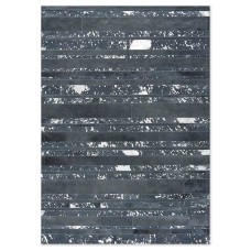 Δερμάτινο Χειροποίητο Χαλί Skin Stripes Acid Dark Grey-Silver