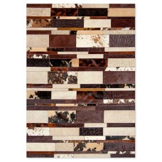 Δερμάτινο Χειροποίητο Χαλί Skin Stripes Multy Beige-Brown