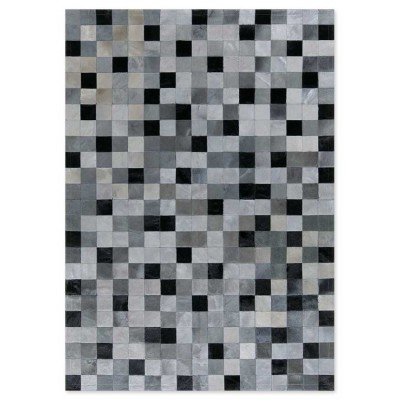 Δερμάτινο Χειροποίητο Χαλί Skin 10 Multy Grey-Black