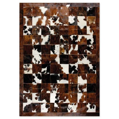 Skin 20 Natural Brown-White Handmade Leather Carpet