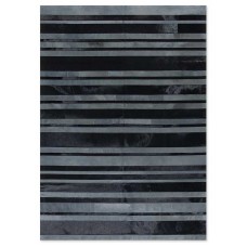 Δερμάτινο Χειροποίητο Χαλί Skin Stripes Black-Grey