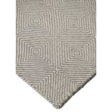 Handmade Woolen Kelim Herringbone Square Grey-White